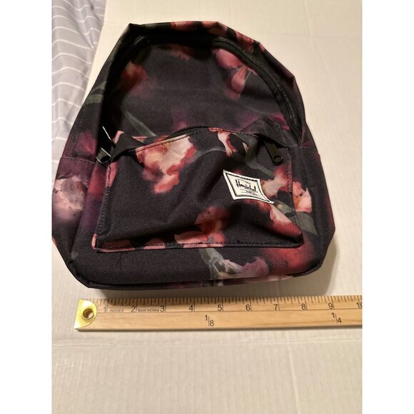 Herschel Supply Co. Classic Mini Black Backpack Iris Watercolor Flower Print NWO - Picture 9 of 12